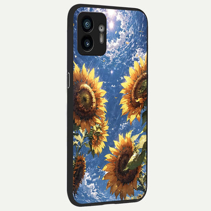  Heavenly Sunflower Rise back cover For Nothing Phone 2 slim fit glass case with vibrant aesthetic design