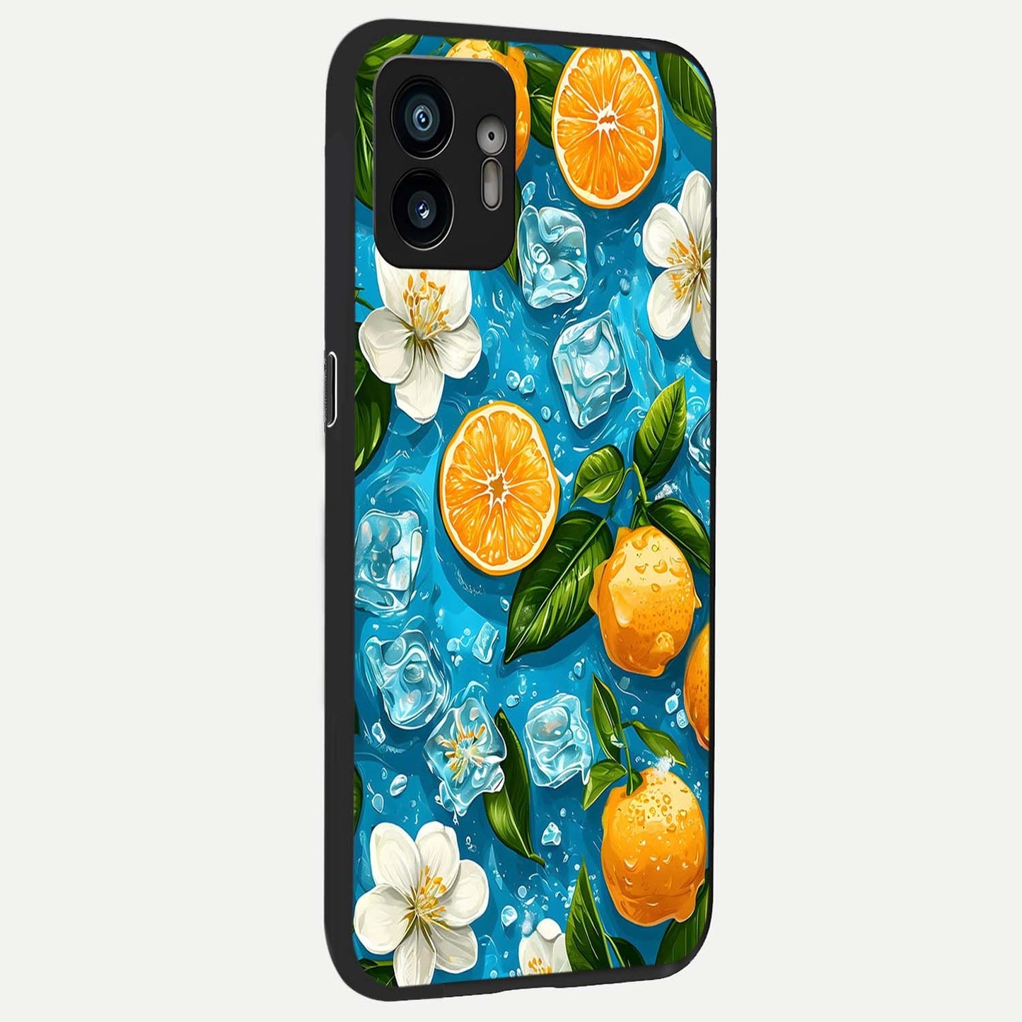  Ice Cube With Orange back cover For Nothing Phone 2 slim fit glass case with vibrant aesthetic design