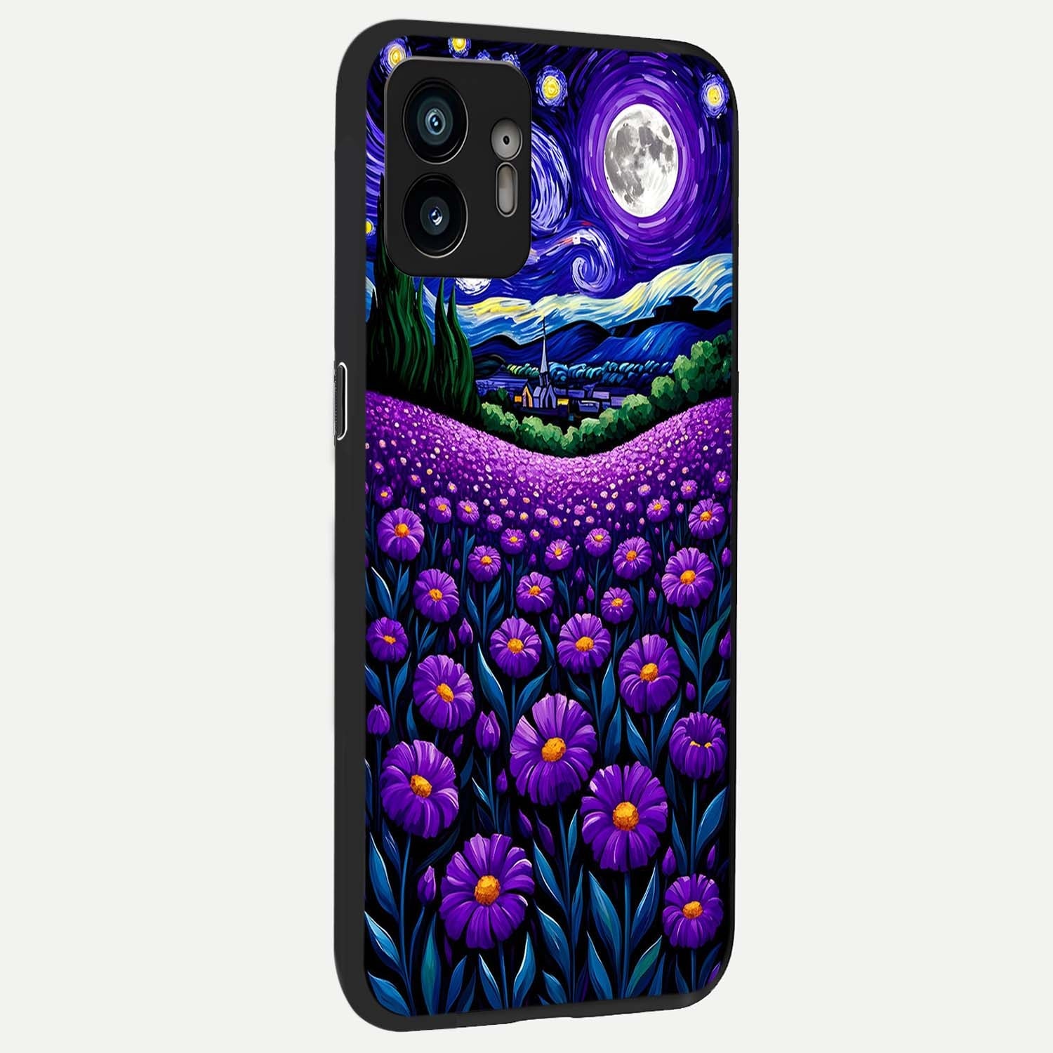  Lavender Moon Field back cover For Nothing Phone 2 slim fit glass case with vibrant aesthetic design