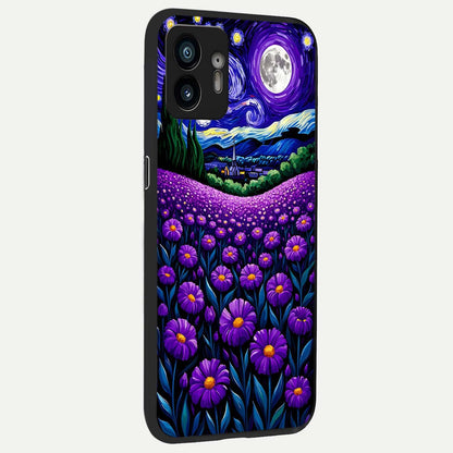  Lavender Moon Field back cover For Nothing Phone 2 slim fit glass case with vibrant aesthetic design