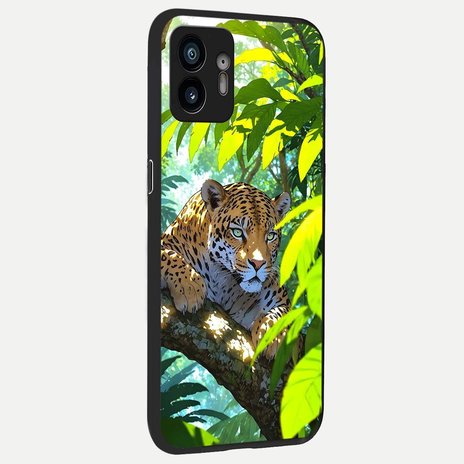  Leopard in Jungle back cover For Nothing Phone 2 slim fit glass case with vibrant aesthetic design