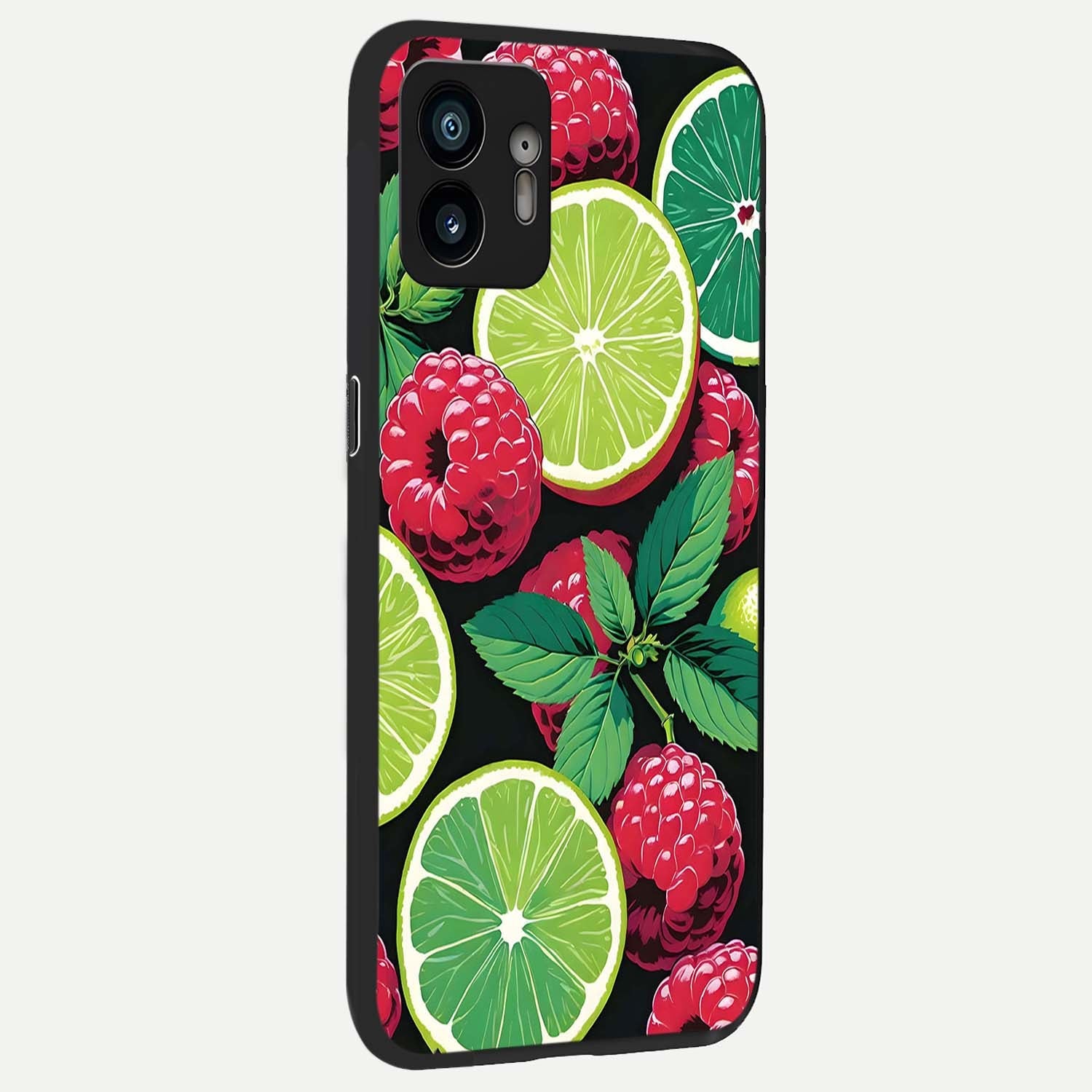  Lime and Raspberry Pattern back cover For Nothing Phone 2 slim fit glass case with vibrant aesthetic design