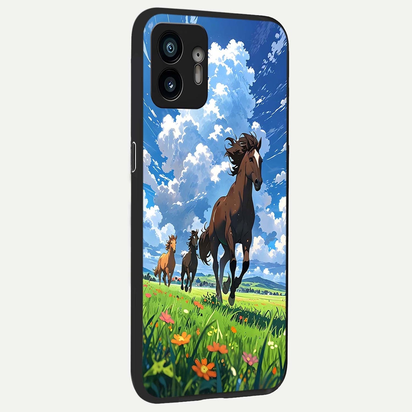  Majestic Horses Galloping back cover For Nothing Phone 2 slim fit glass case with vibrant aesthetic design