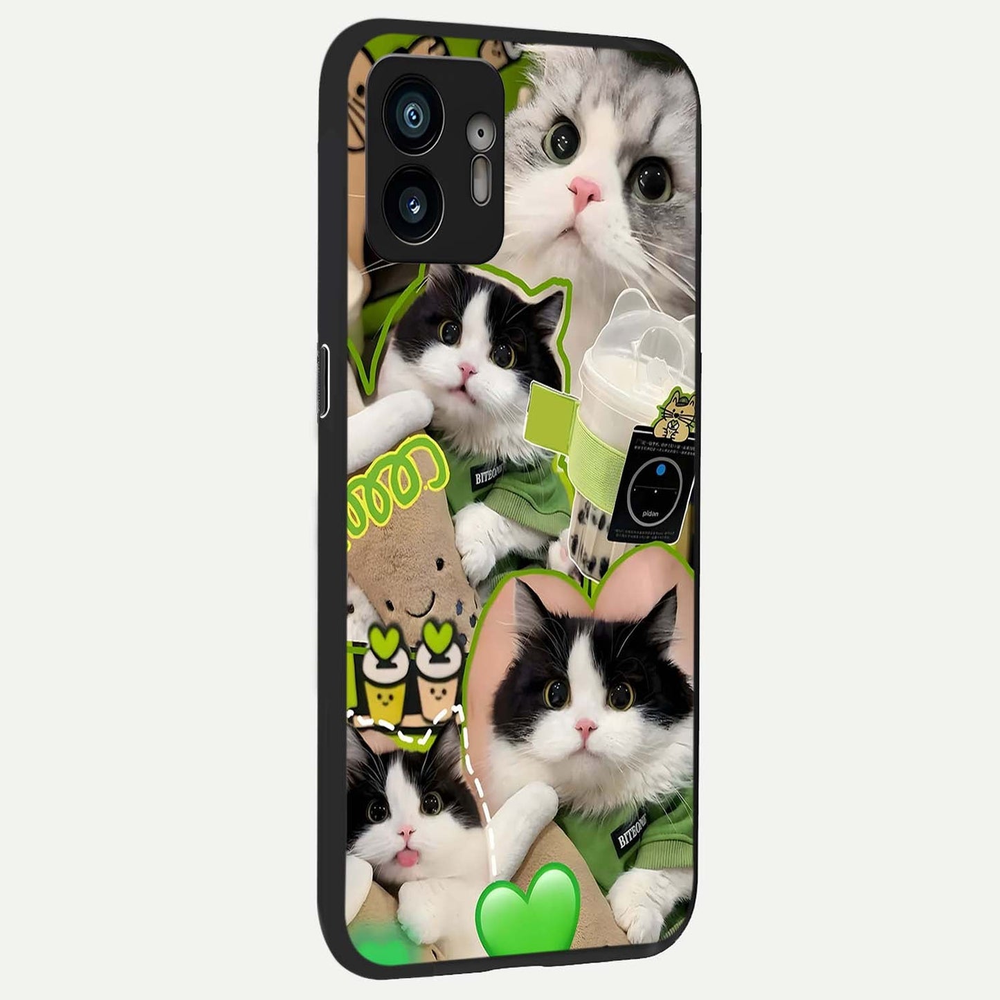 Matcha Cats Mood back cover For Nothing Phone 2 slim fit glass case with vibrant aesthetic design