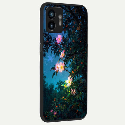 Midnight Bloom Glow back cover For Nothing Phone 2 slim fit glass case with vibrant aesthetic design