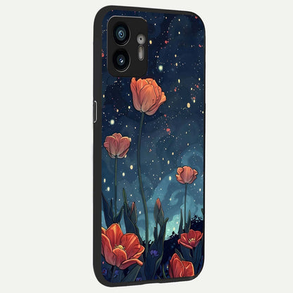  Midnight Tulip Glow back cover For Nothing Phone 2 slim fit glass case with vibrant aesthetic design
