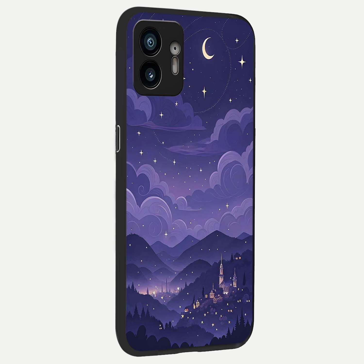  Minimal Night View back cover For Nothing Phone 2 slim fit glass case with vibrant aesthetic design
