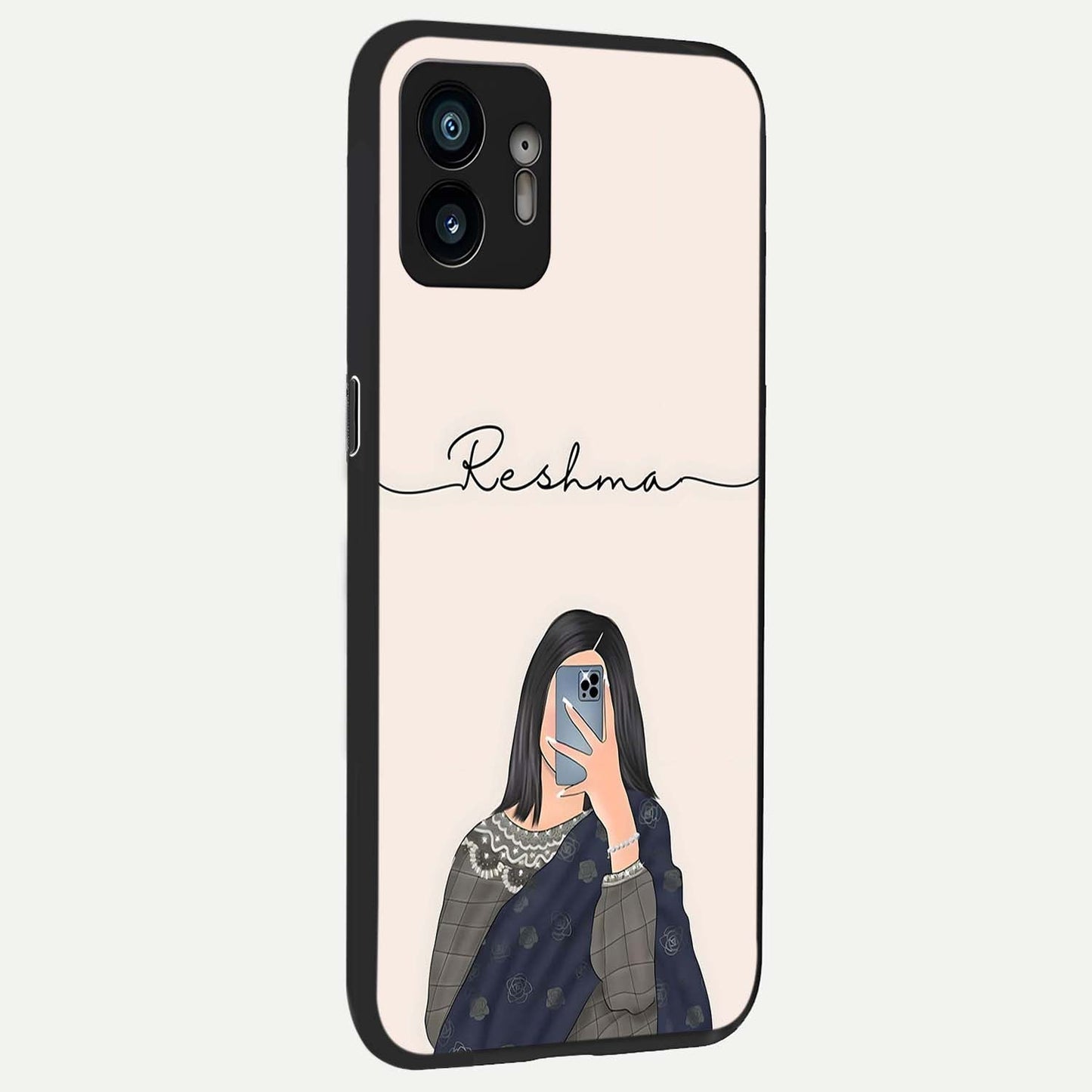  Mirror Mood Muse With Custom Name back cover For Nothing Phone 2 slim fit glass case with vibrant aesthetic design