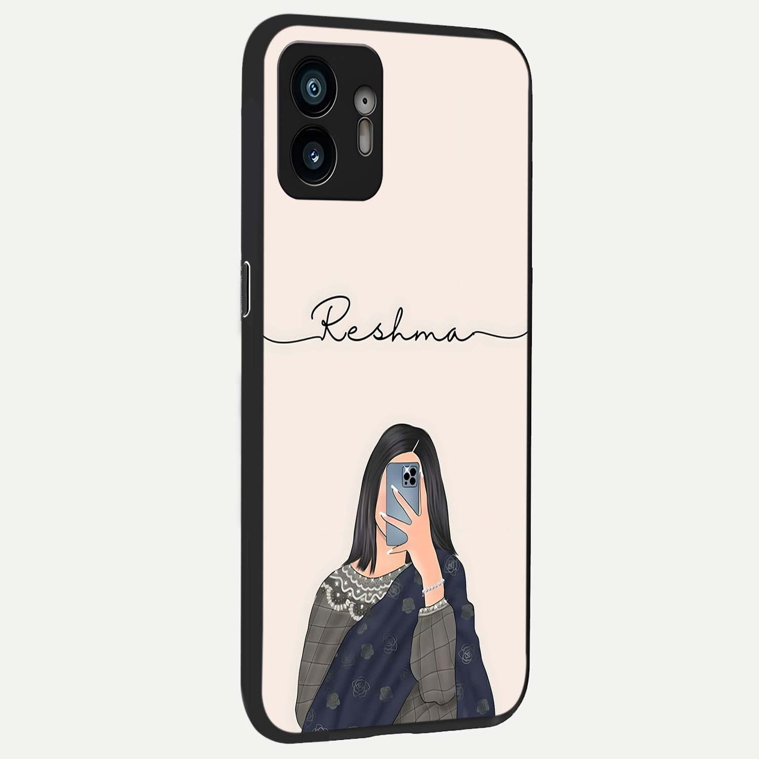  Mirror Mood Muse With Custom Name back cover For Nothing Phone 2 slim fit glass case with vibrant aesthetic design