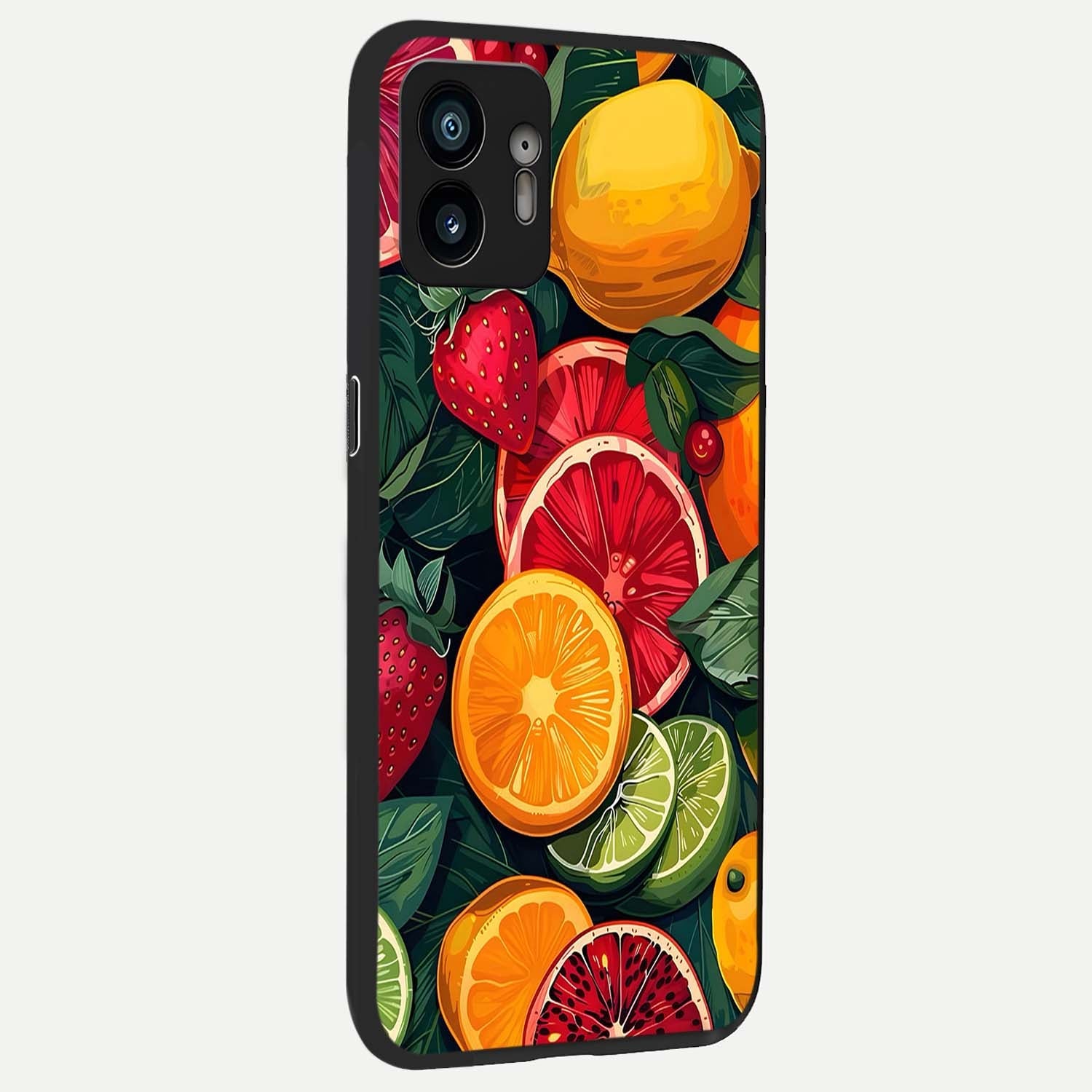  Multiple Fruits back cover For Nothing Phone 2 slim fit glass case with vibrant aesthetic design