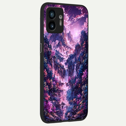  Mystic Cascade Peaks back cover For Nothing Phone 2 slim fit glass case with vibrant aesthetic design