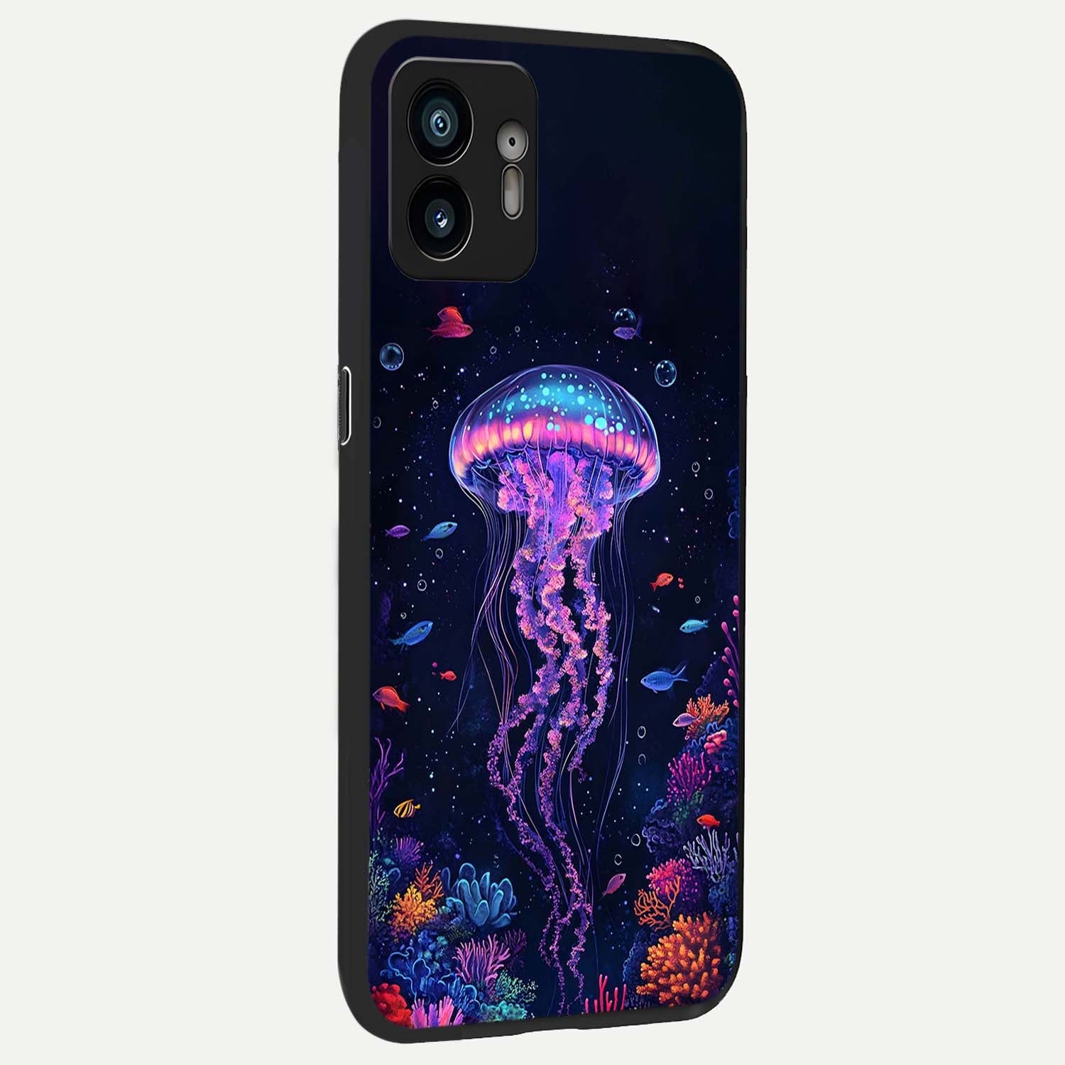  Neon Jellyfish back cover For Nothing Phone 2 slim fit glass case with vibrant aesthetic design