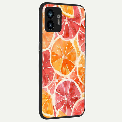  Orange Fruits Pattern back cover For Nothing Phone 2 slim fit glass case with vibrant aesthetic design