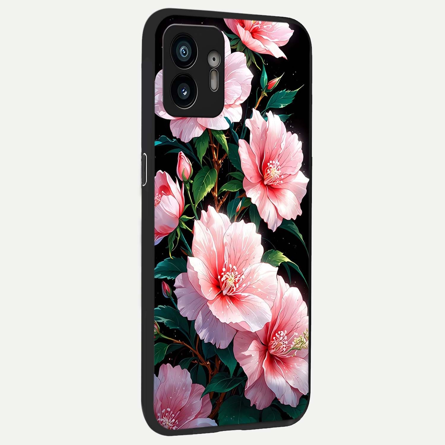  Peach Flower back cover For Nothing Phone 2 slim fit glass case with vibrant aesthetic design