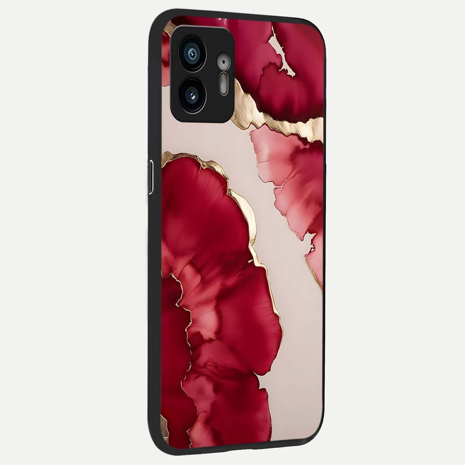 Pink And White Marble back cover For Nothing Phone 2 slim fit glass case with vibrant aesthetic design