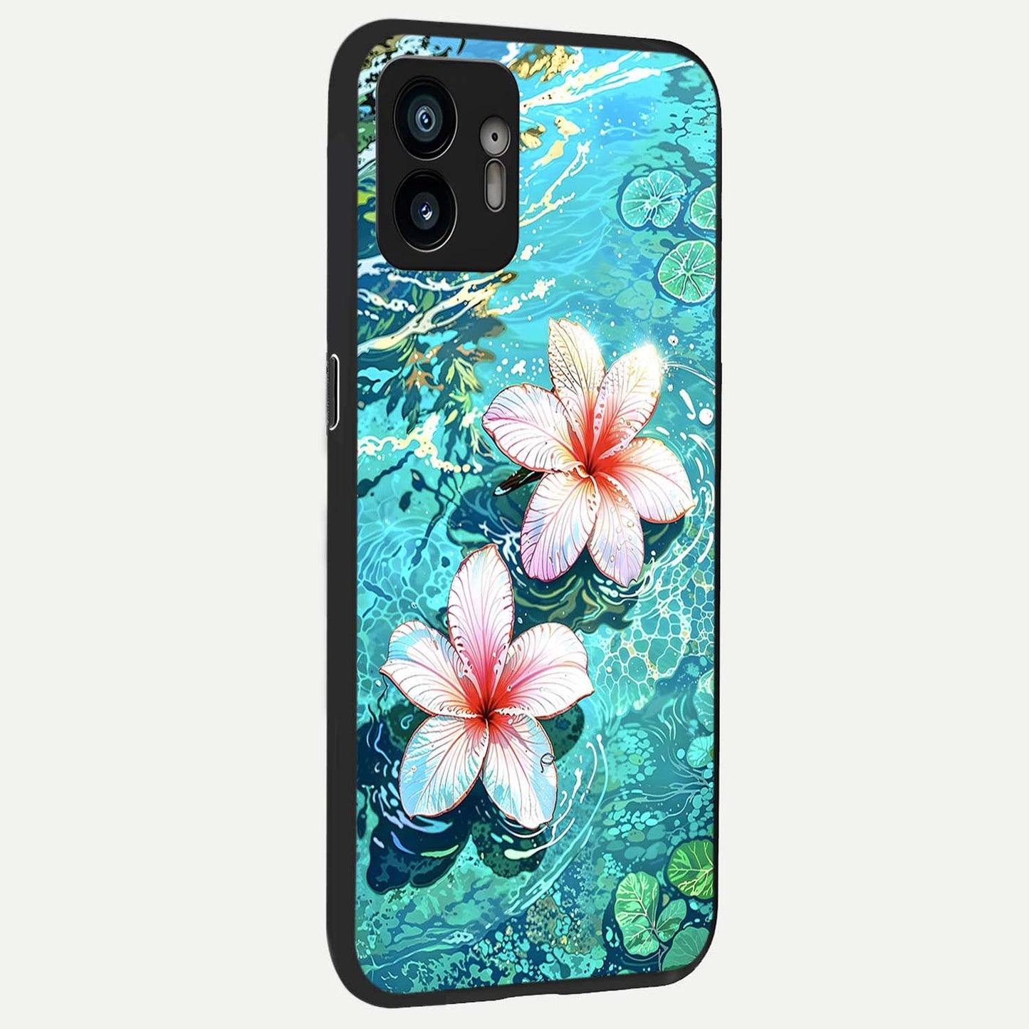  Pink Flowers in Water back cover For Nothing Phone 2 slim fit glass case with vibrant aesthetic design