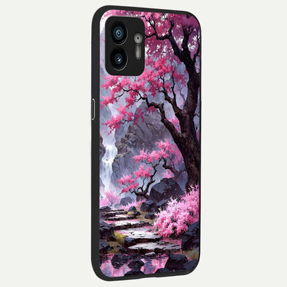  Pink Shells Outline back cover For Nothing Phone 2 slim fit glass case with vibrant aesthetic design