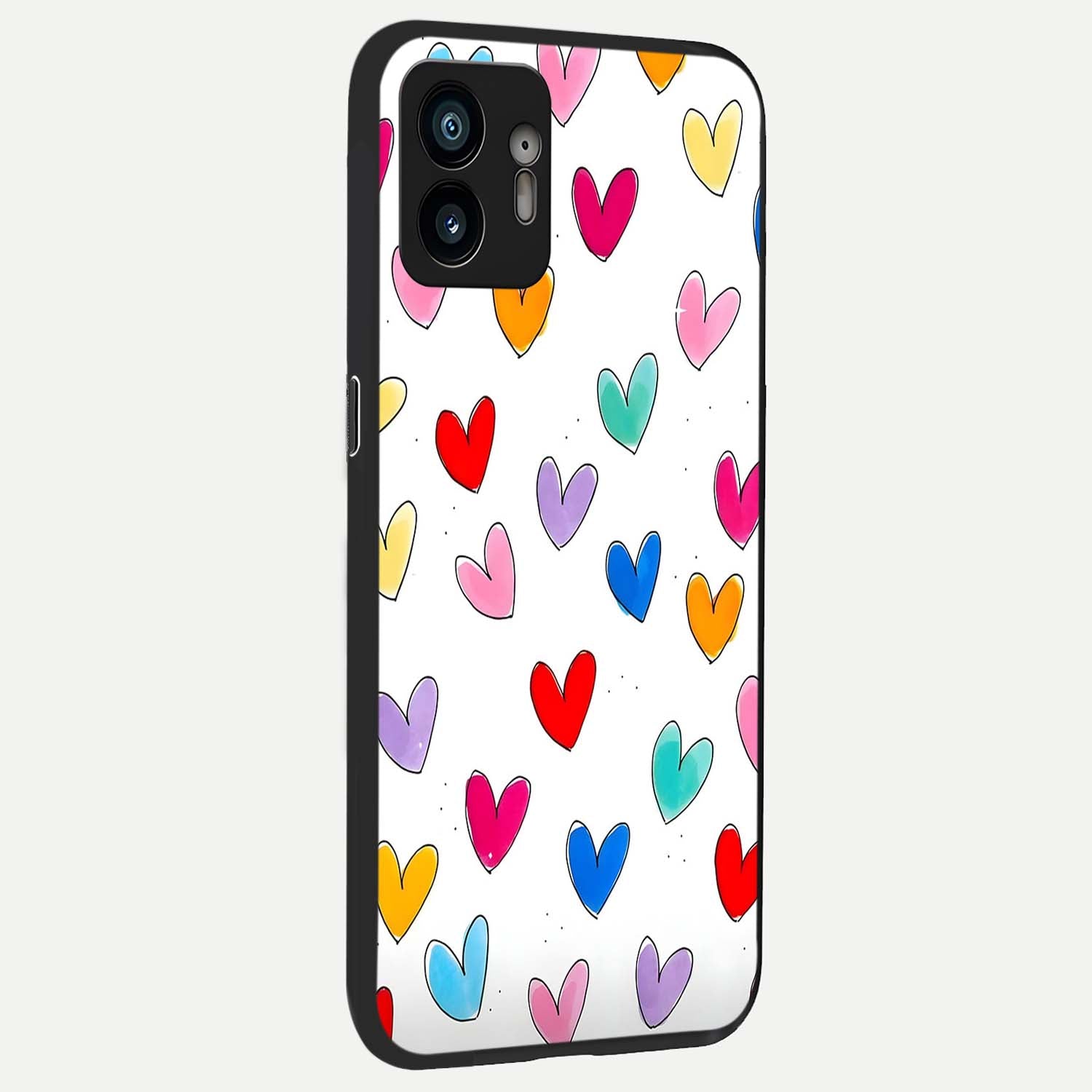  Playful Love Doodles back cover For Nothing Phone 2 slim fit glass case with vibrant aesthetic design