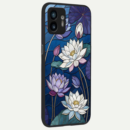  Purple Lotus Stained back cover For Nothing Phone 2 slim fit glass case with vibrant aesthetic design
