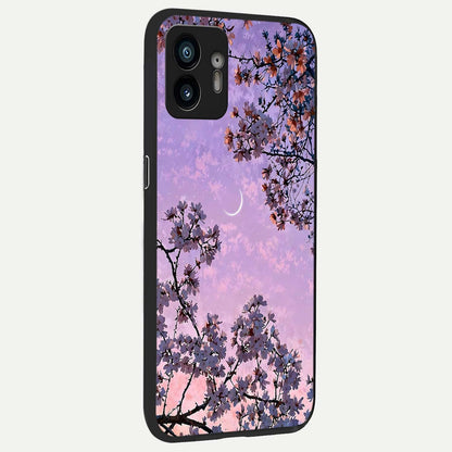  Purple Serenity Moon back cover For Nothing Phone 2 slim fit glass case with vibrant aesthetic design