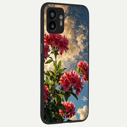  Red Bloom Skies back cover For Nothing Phone 2 slim fit glass case with vibrant aesthetic design