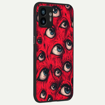  Red Eyes Pattern back cover For Nothing Phone 2 slim fit glass case with vibrant aesthetic design