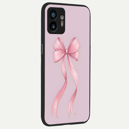  Soft Blush Bow back cover For Nothing Phone 2 slim fit glass case with vibrant aesthetic design