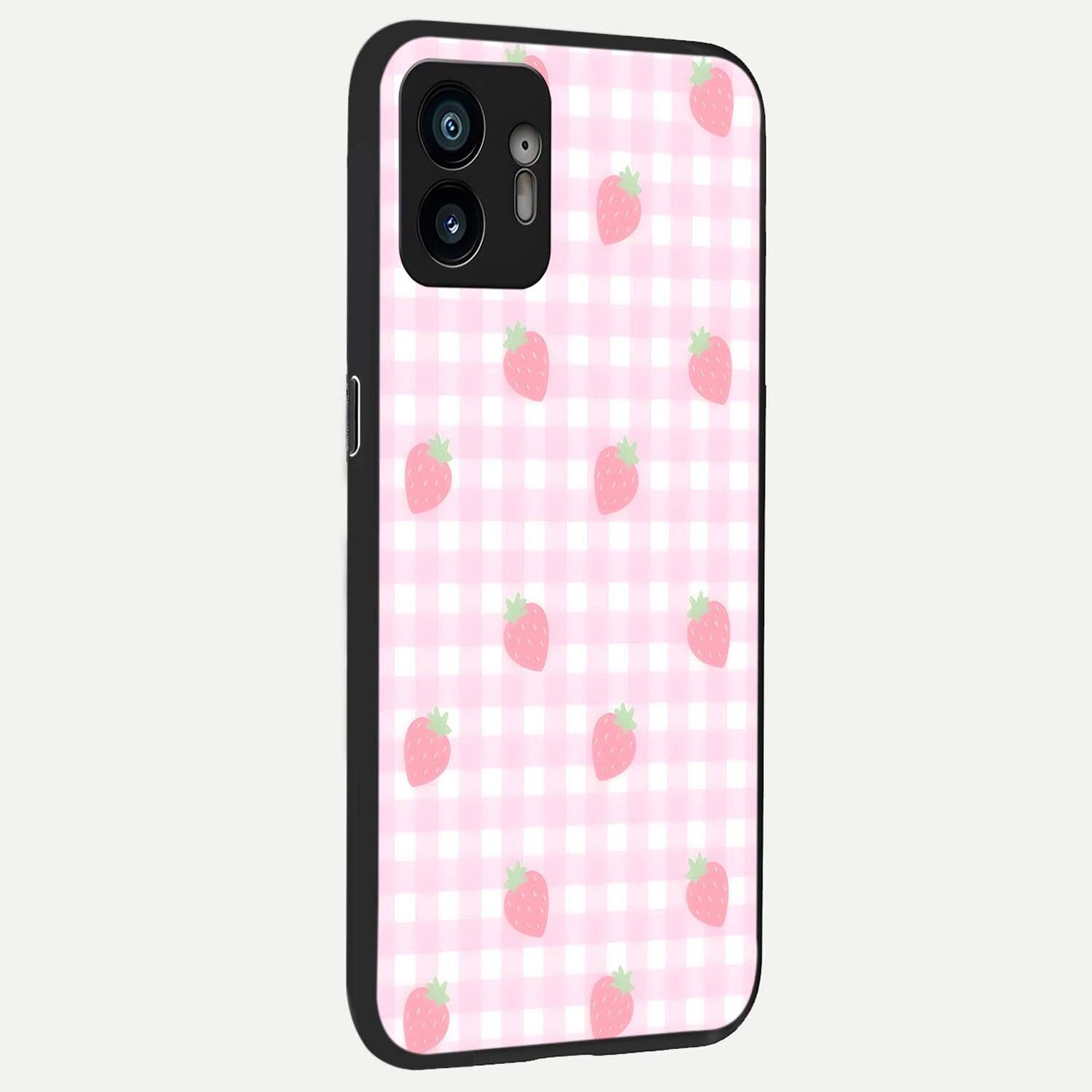  Strawberry Picnic Love back cover For Nothing Phone 2 slim fit glass case with vibrant aesthetic design