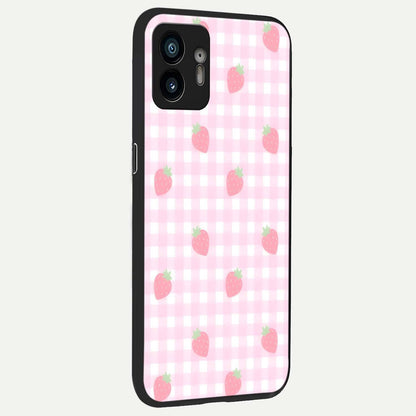  Strawberry Picnic Love back cover For Nothing Phone 2 slim fit glass case with vibrant aesthetic design
