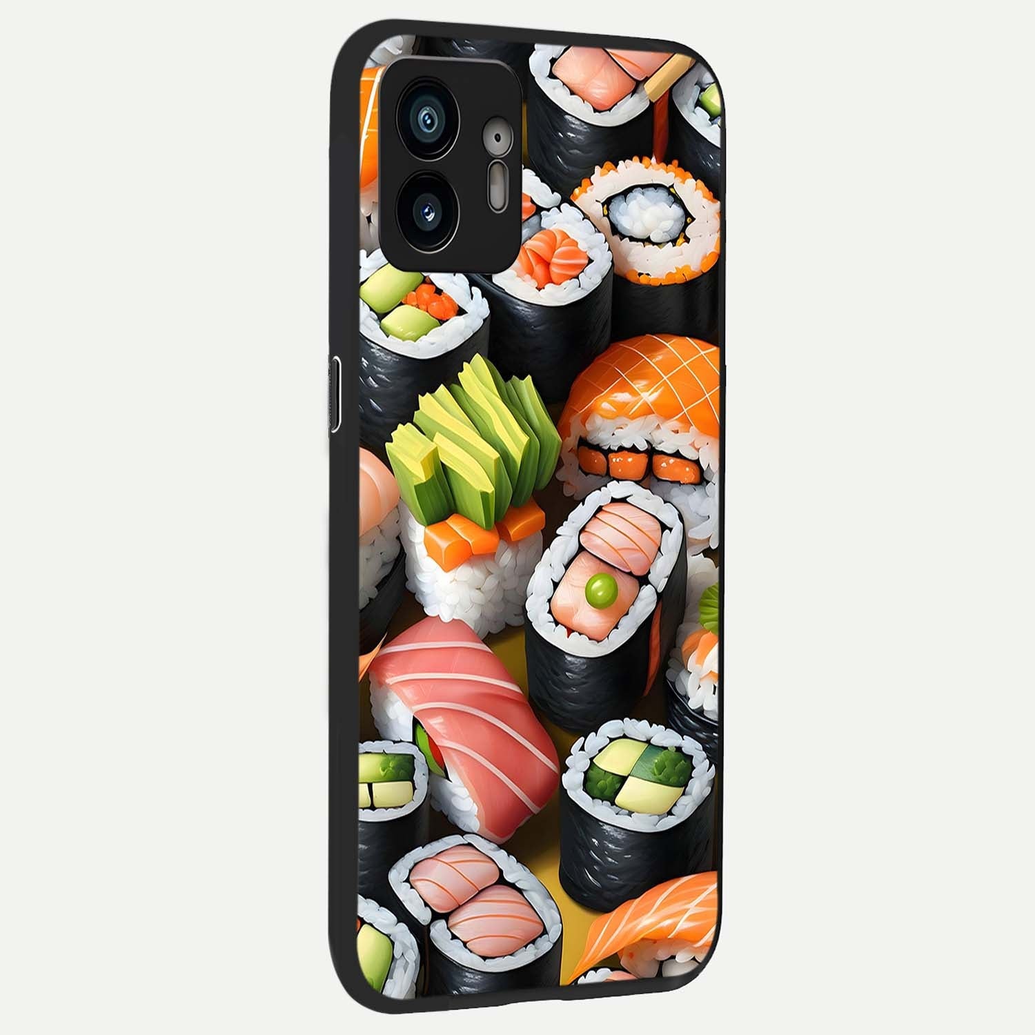  Sushi Food Pattern back cover For Nothing Phone 2 slim fit glass case with vibrant aesthetic design