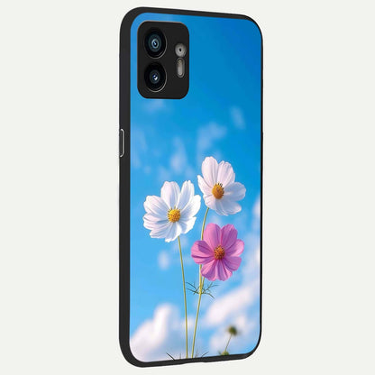  Tripple Flowers With Sky back cover For Nothing Phone 2 slim fit glass case with vibrant aesthetic design