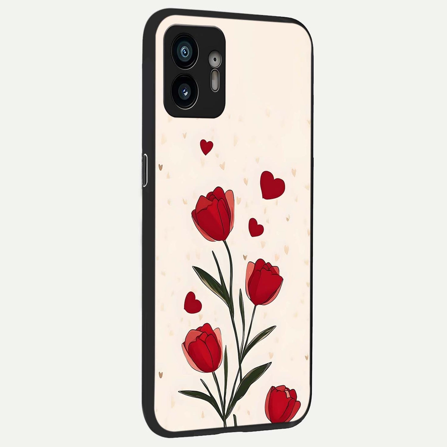  Tulip With Heart back cover For Nothing Phone 2 slim fit glass case with vibrant aesthetic design