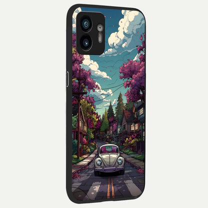  Vintage Street Drive back cover For Nothing Phone 2 slim fit glass case with vibrant aesthetic design