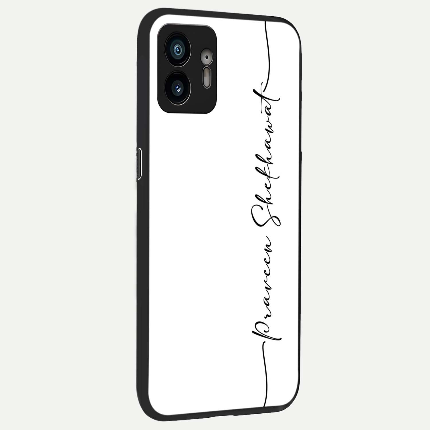 White Tune Custom Name back cover For Nothing Phone 2 slim fit personalized glass case with aesthetic design