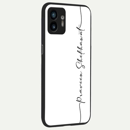  White Tune Custom Name back cover For Nothing Phone 2 slim fit personalized glass case with aesthetic design