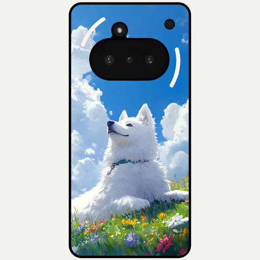  Blissful Cloud Pup Glass Case For Nothing Phone 3A back cover – full design glossy printed glass finish