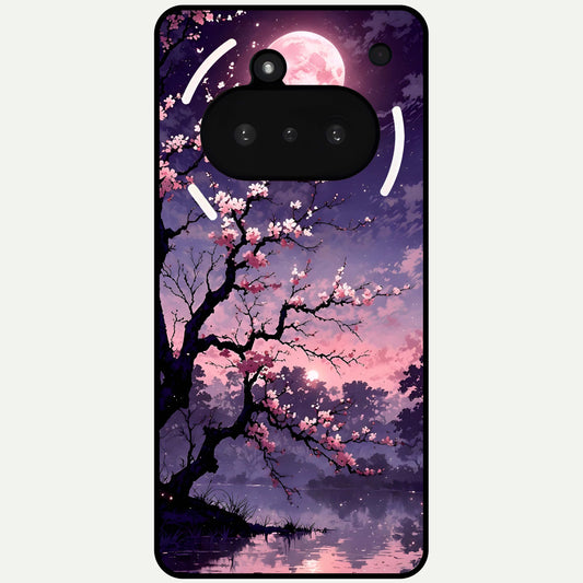  Blossom Pink Moon Glass Case For Nothing Phone 3A back cover – full design glossy printed glass finish
