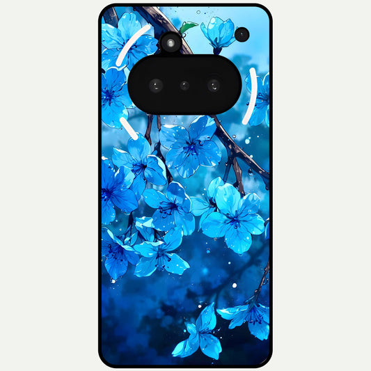  Blue Blossoms Branch Glass Case For Nothing Phone 3A back cover – full design glossy printed glass finish