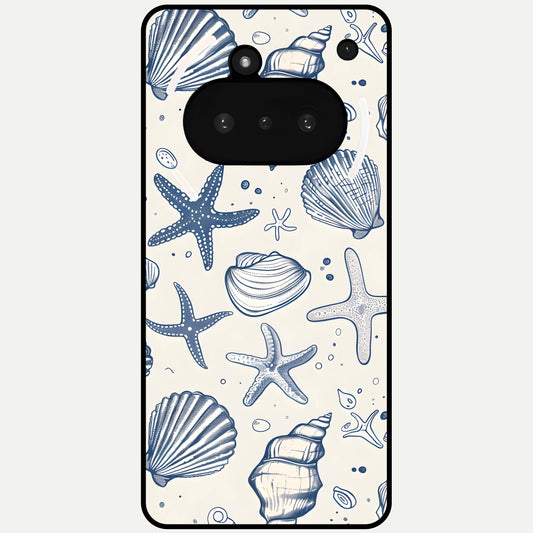  Blue Ocean Outline Glass Case For Nothing Phone 3A back cover – full design glossy printed glass finish