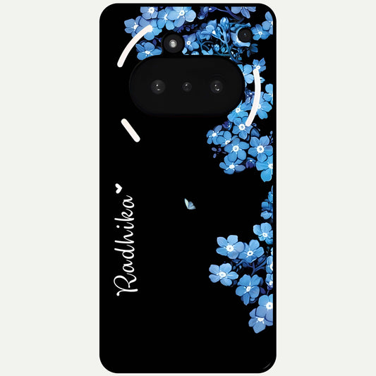  Blue Petal Dream Custom Name Glass Case For Nothing Phone 3A back cover – full design glossy printed glass finish