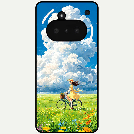  Breezy Meadow Ride Glass Case For Nothing Phone 3A back cover – full design glossy printed glass finish