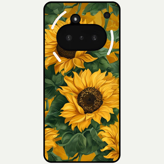  Bright Sunflower Bloom Glass Case For Nothing Phone 3A back cover – full design glossy printed glass finish