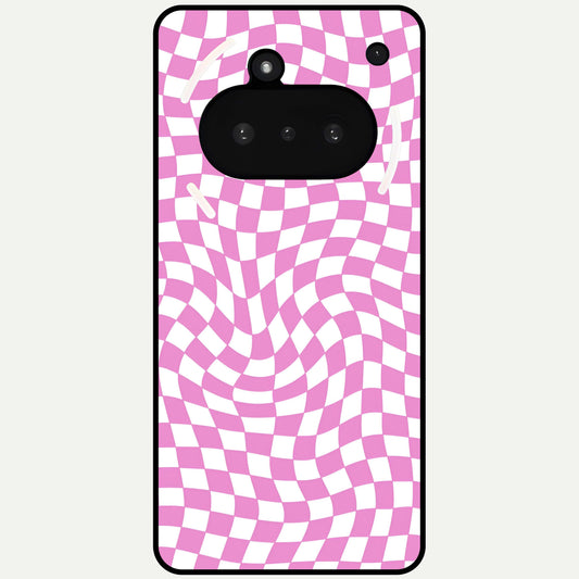  Bubblegum Check Wave Glass Case For Nothing Phone 3A back cover – full design glossy printed glass finish