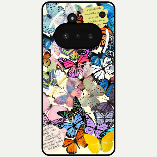  Butterflies Petal Dream Glass Case For Nothing Phone 3A back cover – full design glossy printed glass finish