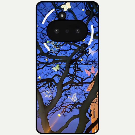  Butterfly Night Magic Glass Case For Nothing Phone 3A back cover – full design glossy printed glass finish