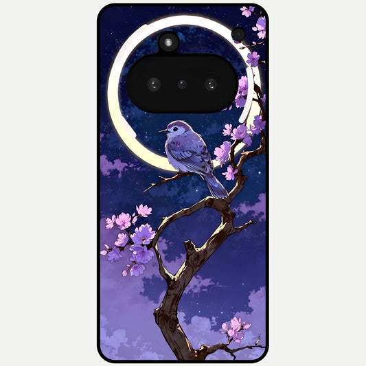  Celestial Bird Blossom Glass Case For Nothing Phone 3A back cover – full design glossy printed glass finish