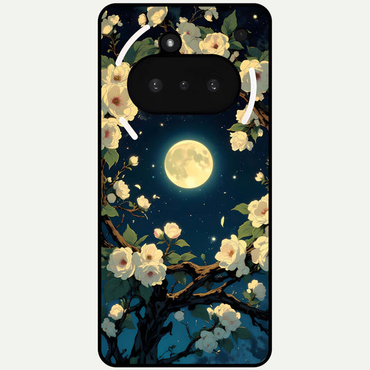  Celestial Moon And Flower Glass Case For Nothing Phone 3A back cover – full design glossy printed glass finish
