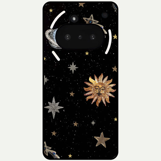 Celestial Moon With Stars Glass Case For Nothing Phone 3A back cover – full design glossy printed glass finish