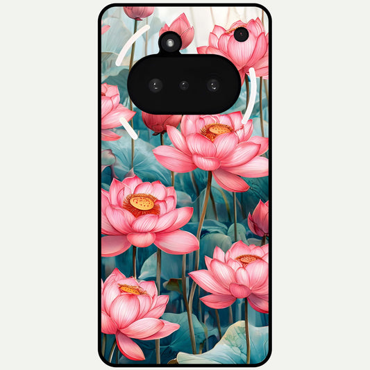 Celestial Pink Lotus Glass Case For Nothing Phone 3A back cover – full design glossy printed glass finish