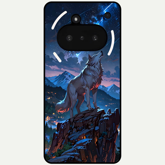  Celestial Wolf Howl Glass Case For Nothing Phone 3A back cover – full design glossy printed glass finish